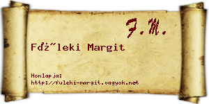 Füleki Margit névjegykártya
